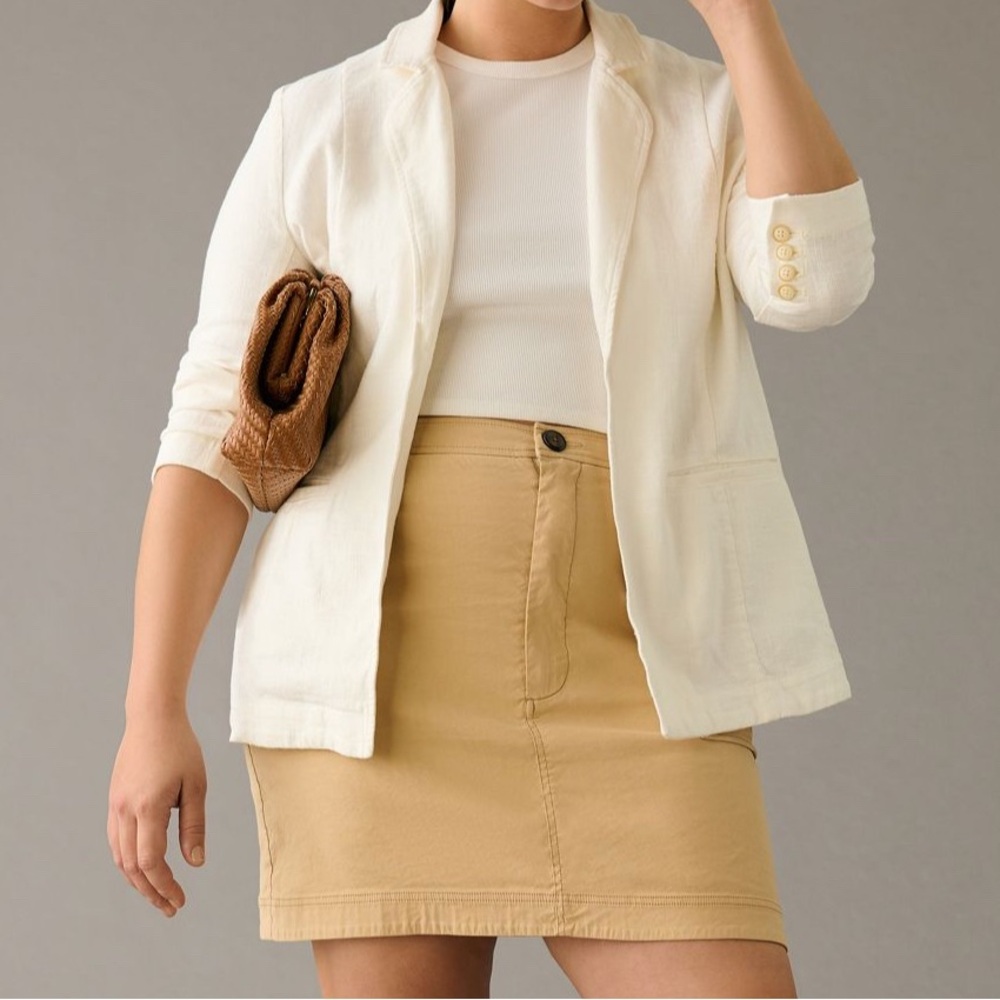 By Anthropologie Linen Tulip Blazer